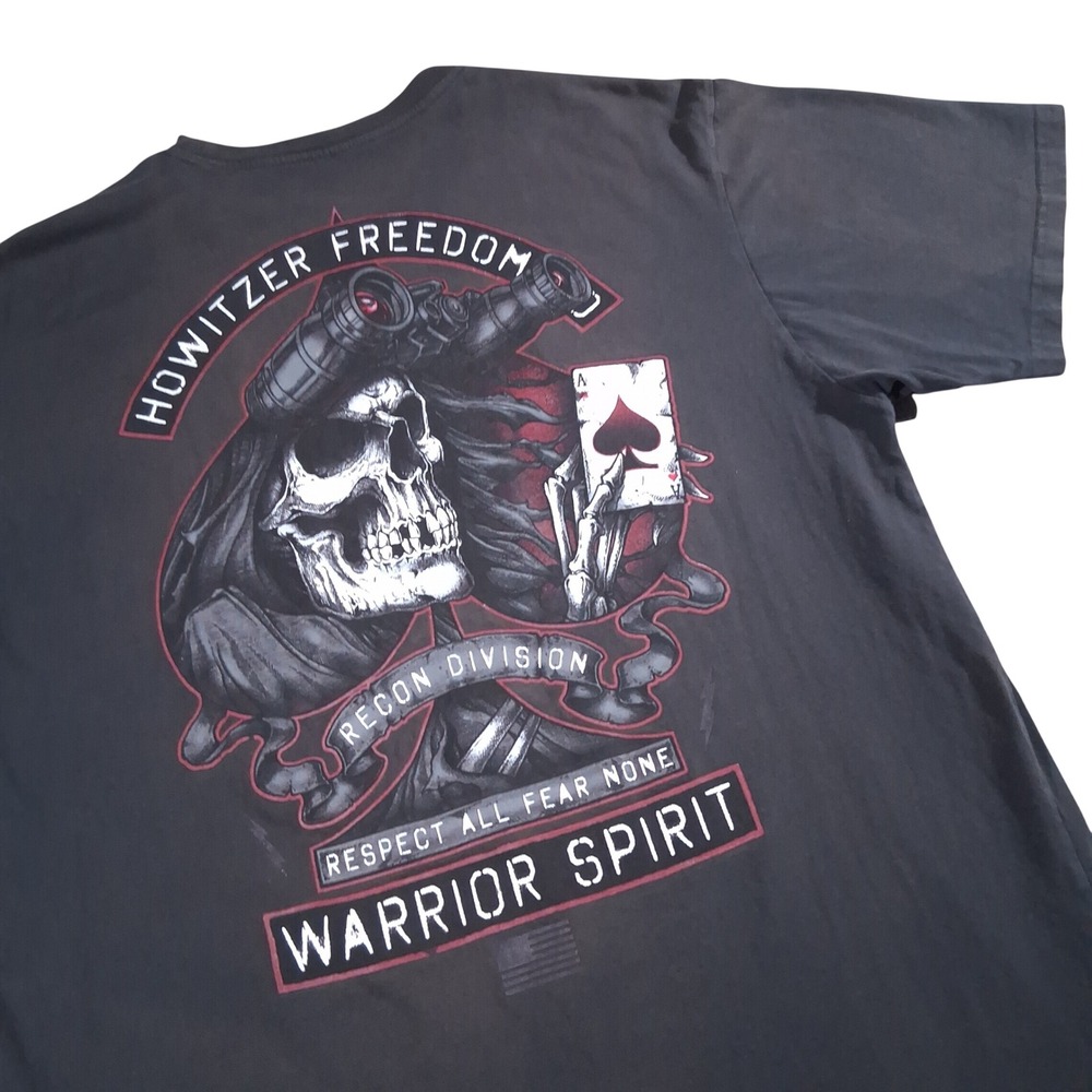 Howitzer Freedom Recon Division Warrior Spirit Skull Graphic T-Shirt Mens XL Blk